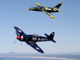 Stu Davidson's Sea Fury and L39 over Port Elizabeth